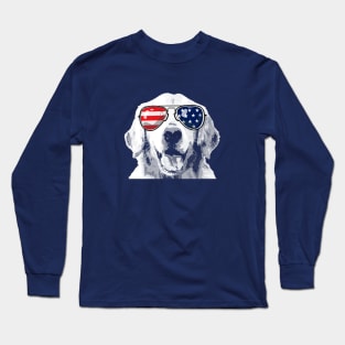 Patriotic Golden Retriever Dog 4th Of July Long Sleeve T-Shirt